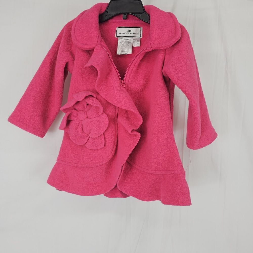 American Widgeon Baby Girl's Size 24M Pink Flower Coat Ruffle Zip Up